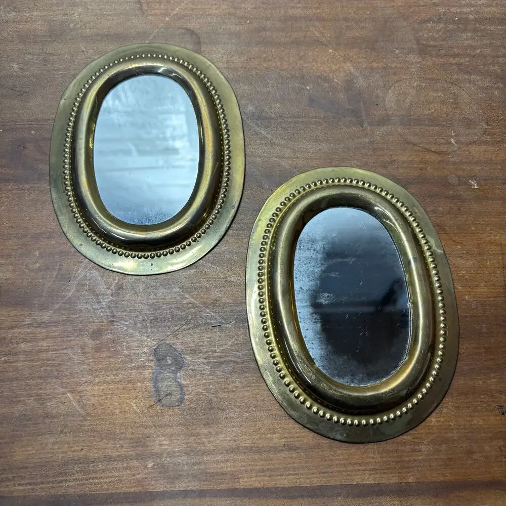 Small Oval Gold Wall Mirrors Set of 2